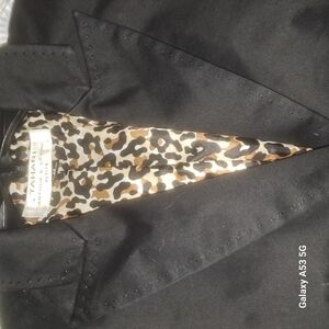 Tahari Black Blazer with Animal Print Lining